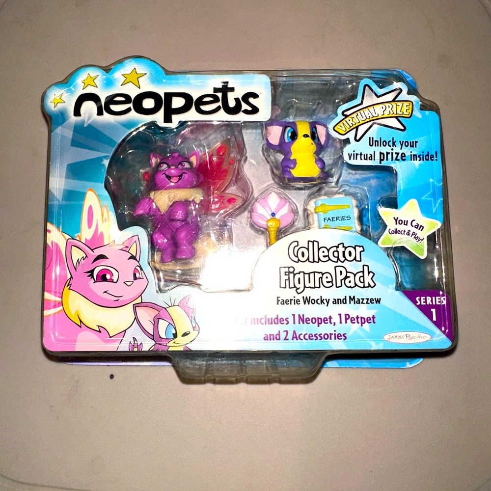 Neopets Collector Figure Pack Series 1 Faerie Wocky and Mazzew Jakks NEW 2008